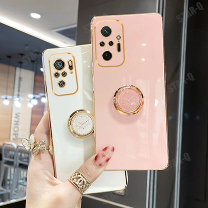 Ring Holder Plating Phone Case For Xiaomi Redmi Note 10 5G Note10 Pro Max 10s 10pro