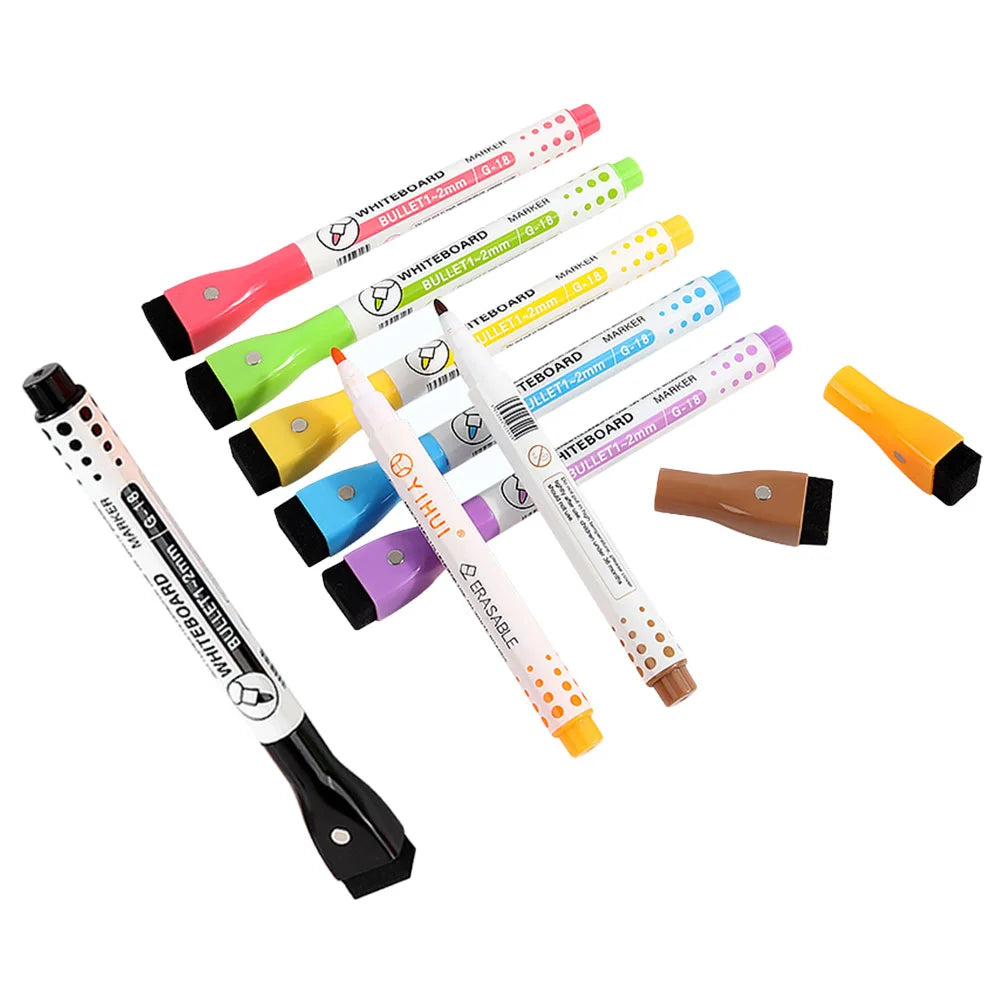 8 Pcs Portable Magnetic Whiteboard Pen With Eraser