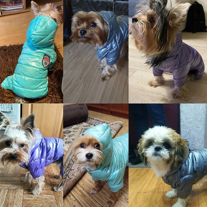 Waterproof Hooded Dog Winter Jumpsuit for Small & Medium Pets