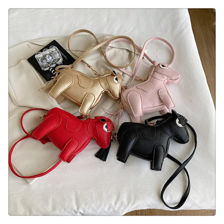 Horse-Shaped PU Leather Crossbody Shoulder Bag