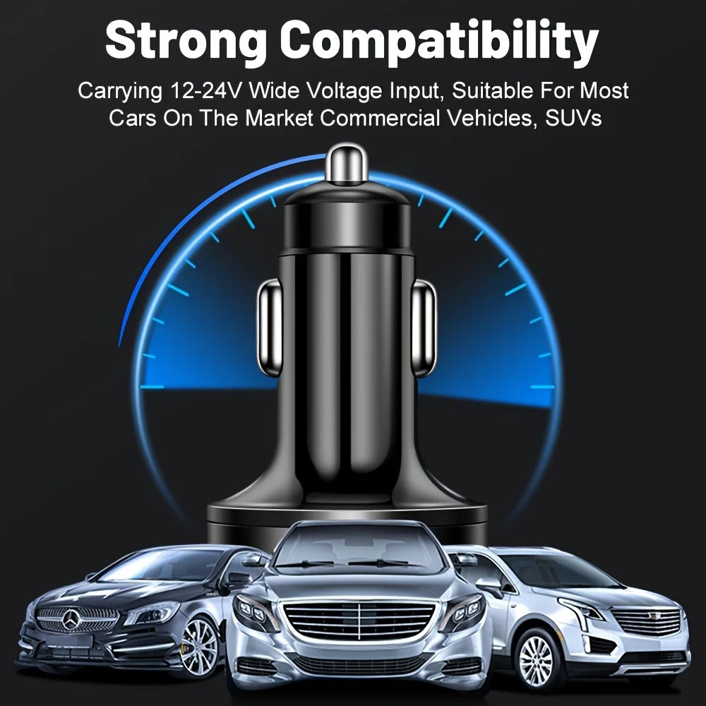 6-in-1 Fast Charging Car Charger with Digital Display