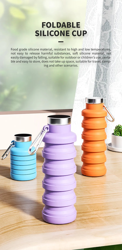 500ml Collapsible Silicone Sports Water Bottle