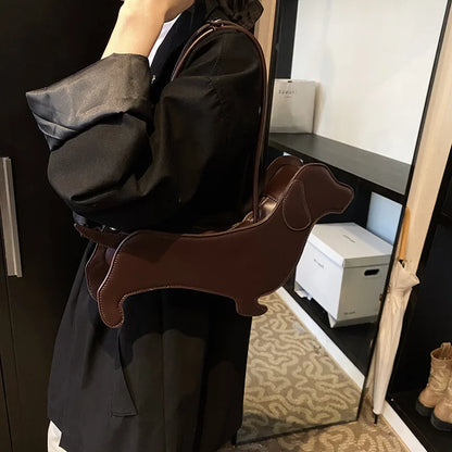 Dachshund Shaped PU Leather Shoulder Bag