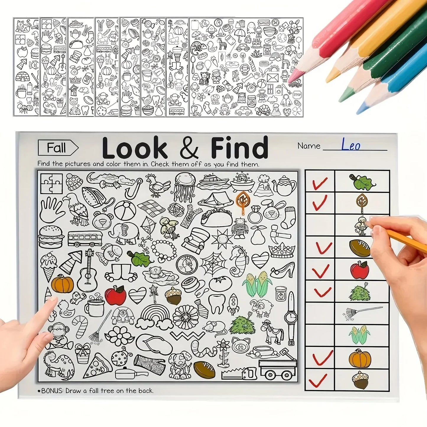 Kids Look & Find Activity Book with Colouring Games