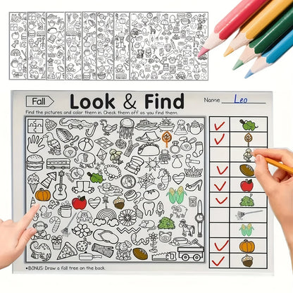 Kids Look & Find Activity Book with Colouring Games