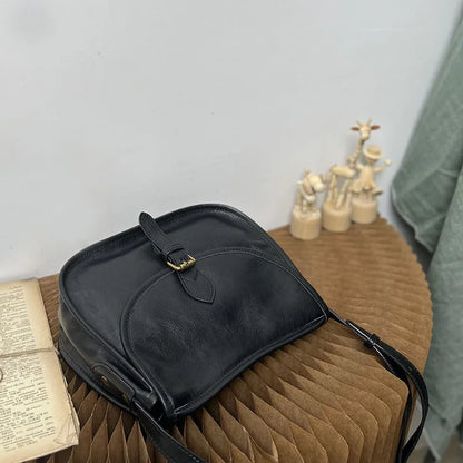 Genuine Leather Retro Saddle Crossbody Bag