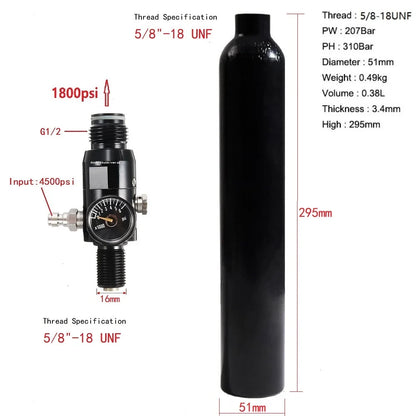 0.38L Aluminum Compressed Air Tank – 3000 PSI