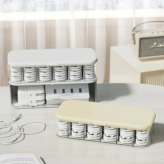 Cable Organizer Storage Box with 14 Wire Ties