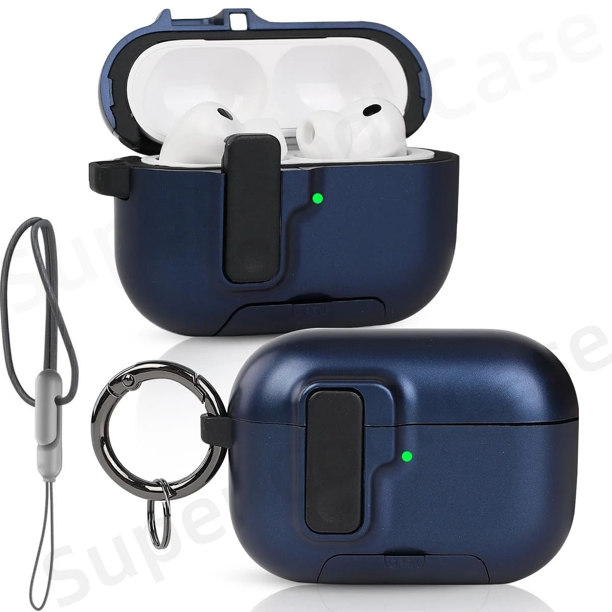 AirPods Pro 3 Protective Case with Secure Lock, Phone Stand & Lanyard