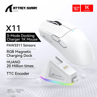 Ultra-Light RGB Gaming Mouse with PAW3311 Sensor & Magnetic Charging