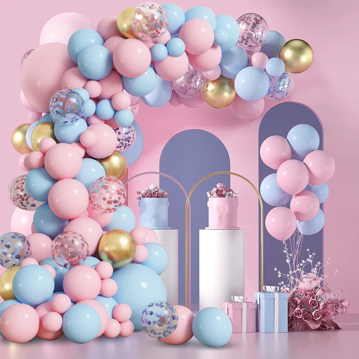 Pink Blue Balloons Garland Birthday Party Decoration