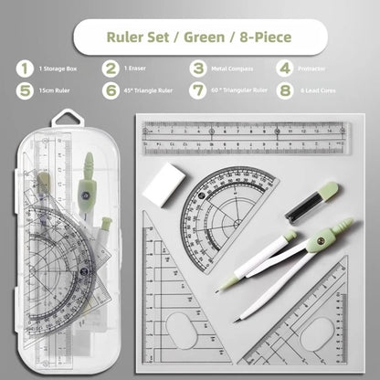Transparent Geometry Ruler Set