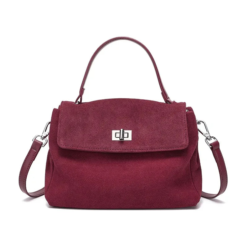 Women’s Suede Leather Flap Shoulder & Crossbody Bag
