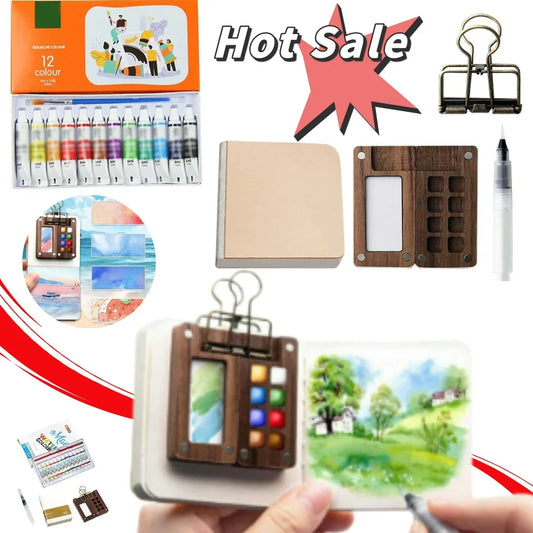 Mini Portable Watercolor Travel Palette Set