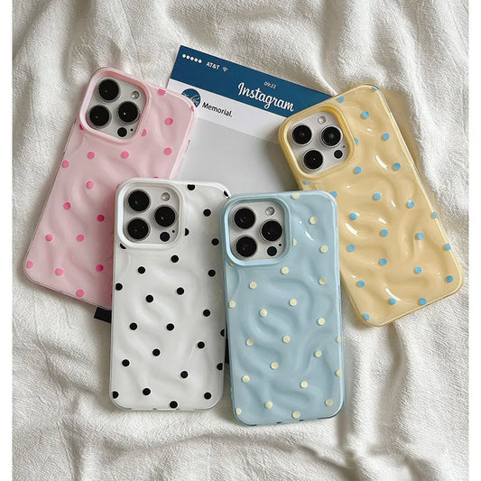 Love Polka Dot Folds Texture Phone Case For IPhone