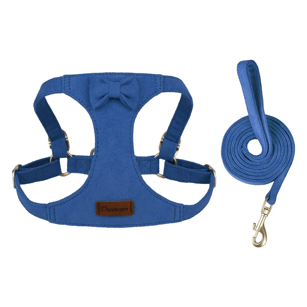 Premium Suede Dog Harness & Leash Set for Small Dogs