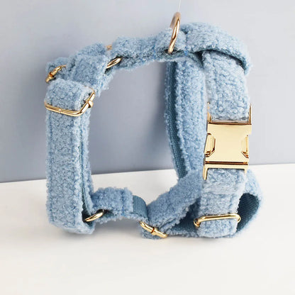 Personalized Teddy Velvet Dog Collar & Leash Set