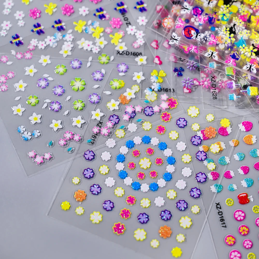 3D Glitter Flower Nail Stickers