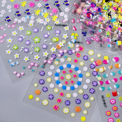 3D Glitter Flower Nail Stickers