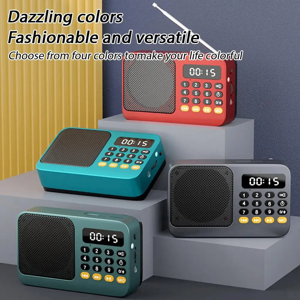 Portable FM Radio & Bluetooth Speaker with LED Light