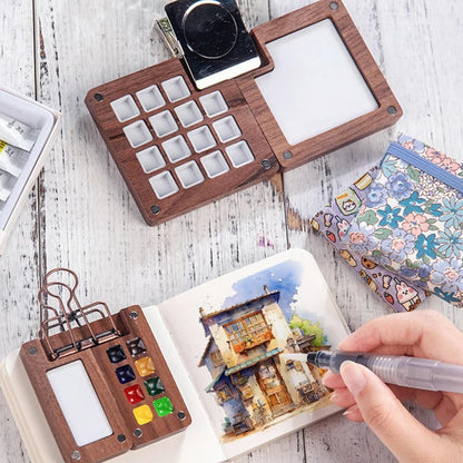 Walnut Wood Watercolor Palette