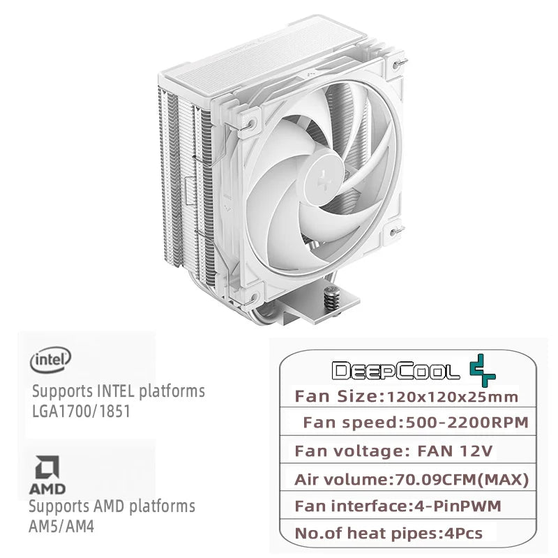 DEEPCOOL AG400 ARGB 4-Heatpipe CPU Air Cooler