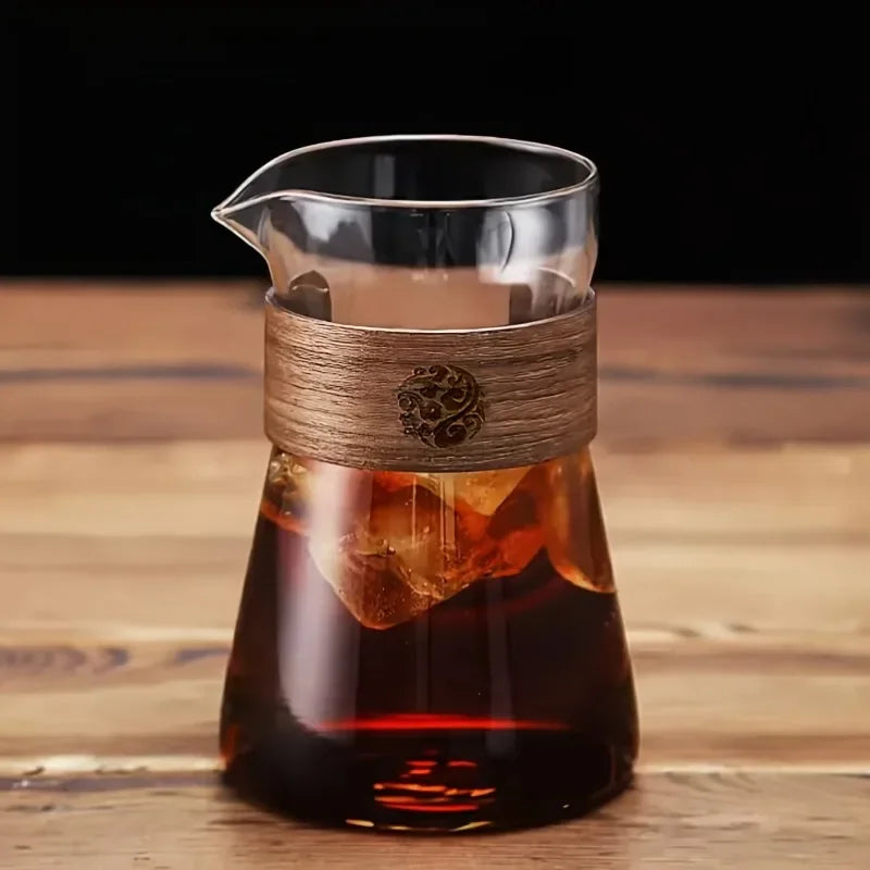 500ml Heat-Resistant Glass Coffee Carafe with Wooden Collar