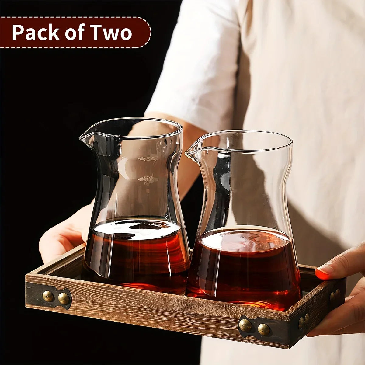 500ml Heat-Resistant Glass Coffee Carafe with Wooden Collar