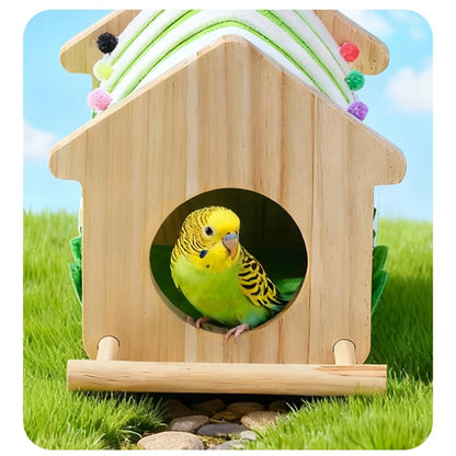 Wooden Bird Nest Box for Parakeets & Small Parrots