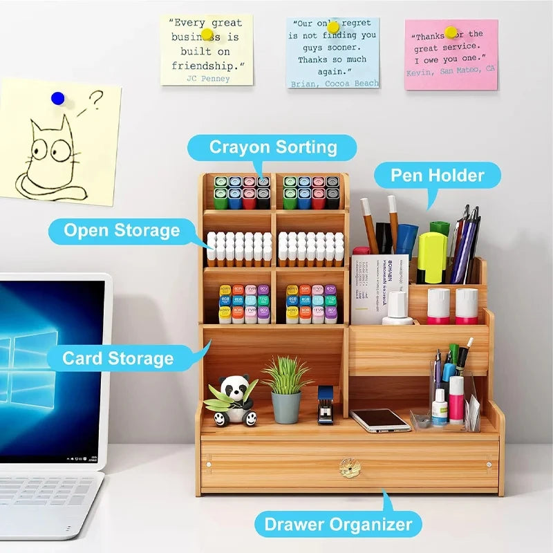 Wooden Desktop Storage Organizer