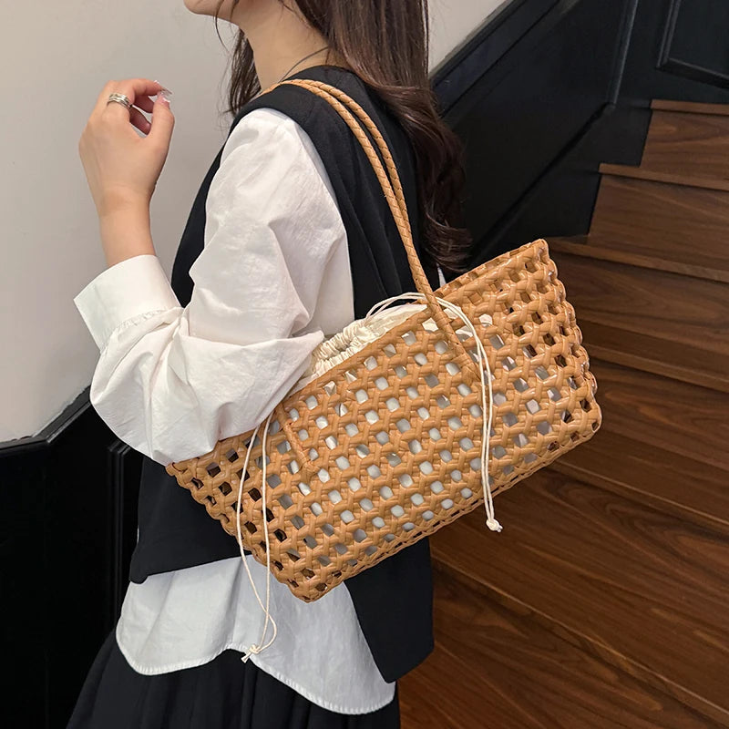 Handwoven Straw Tote Shoulder Bag