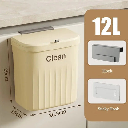 Wall-Mounted Under Sink Trash Can with Lid – 8.5L & 12L