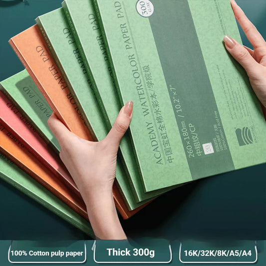 Premium 200gsm & 300gsm Watercolor Paper Pad with Four-Sided Glue Binding