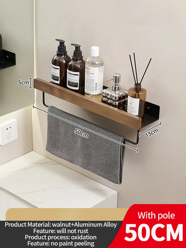 Wood & Aluminium Wall Storage Shelf