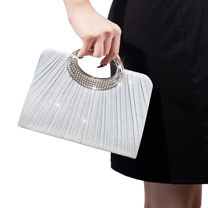 Pleated Shimmer Evening Clutch Bag