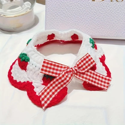Strawberry Plaid Pet Ruffle Bib
