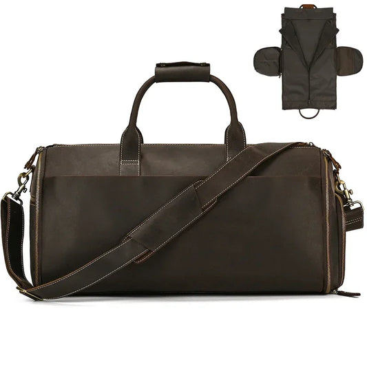 Crazy Horse Leather Travel Bag for Suits