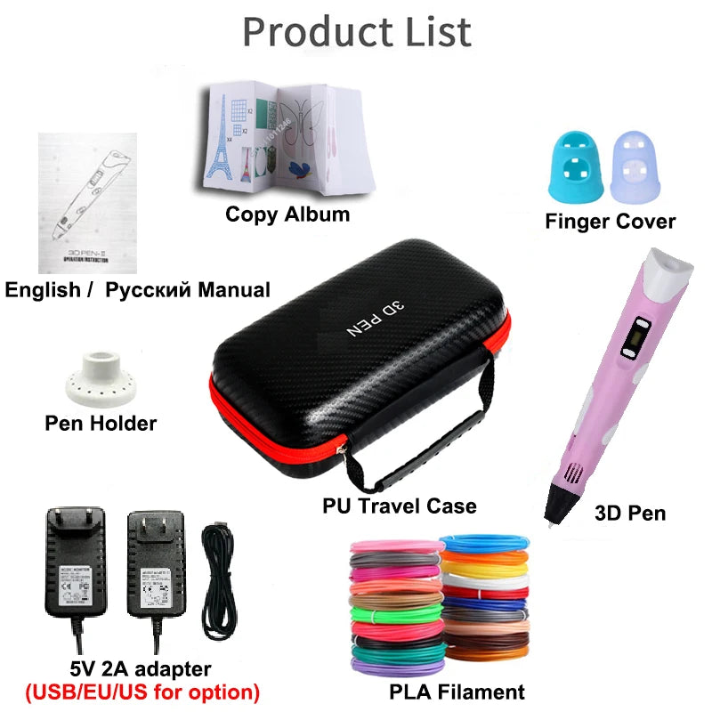 JuniorCare 3D Printing Pen with PLA Filament & Travel Case