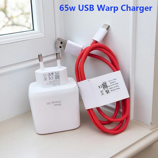 OnePlus 65W Warp Charge Fast Charger with USB-C Cable