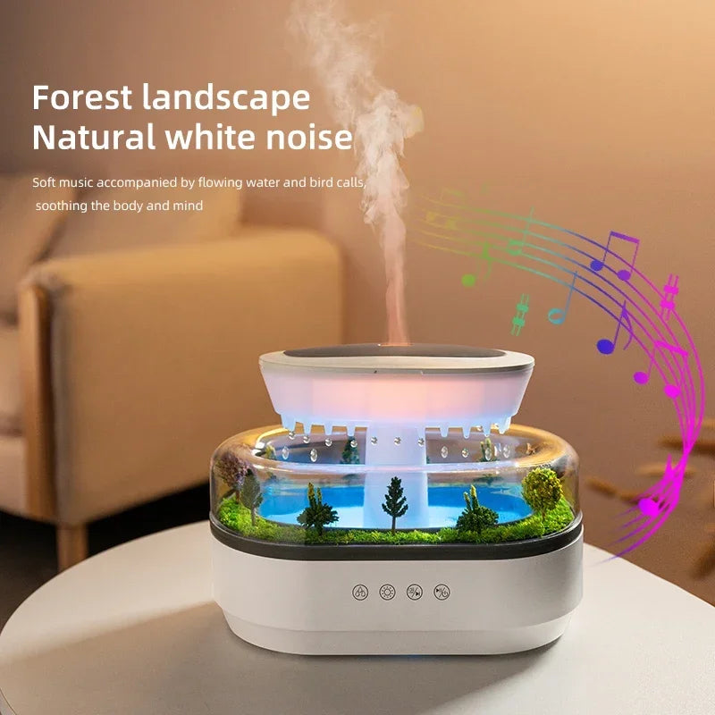 Raindrop Aroma Humidifier with White Noise & Colorful LED Light
