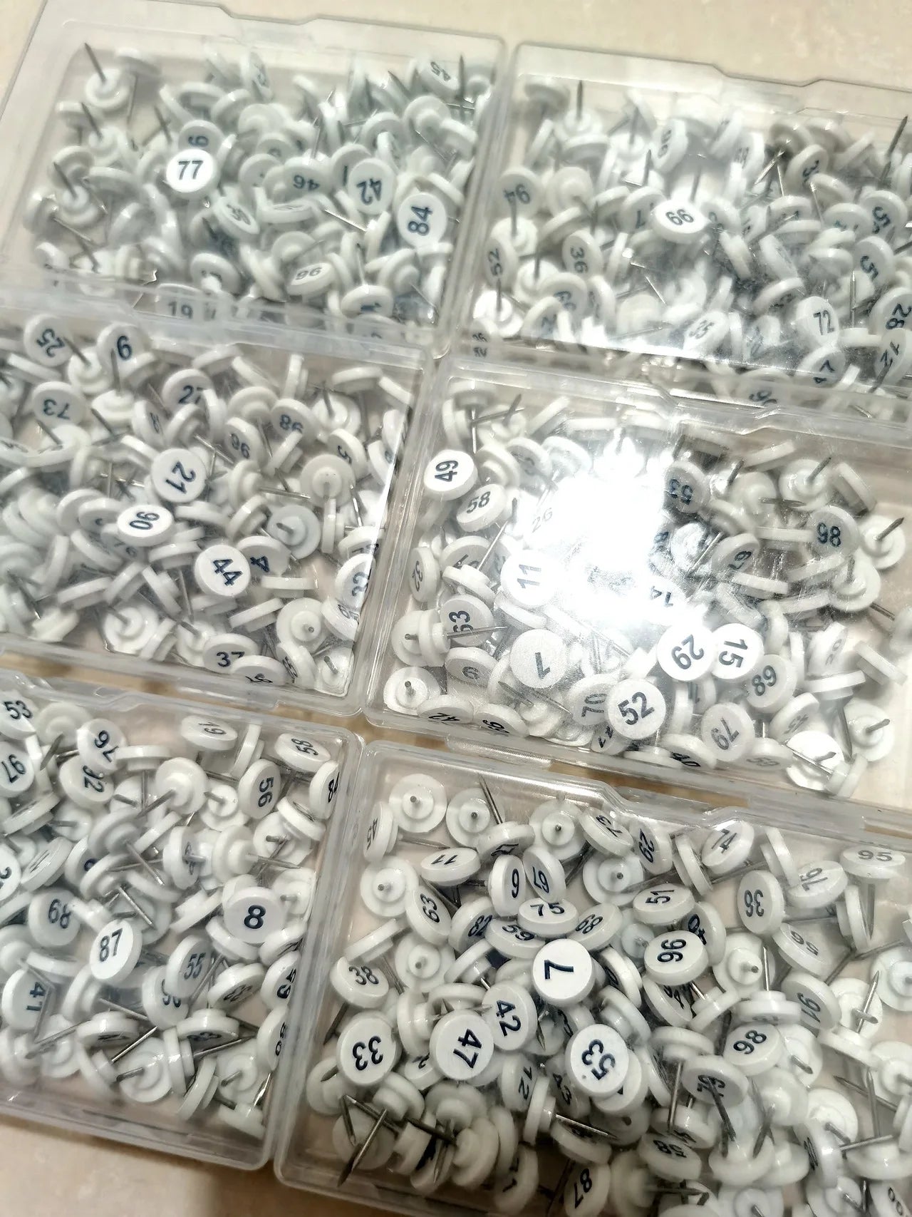 Numbered Round Push Pins for Bulletin Boards