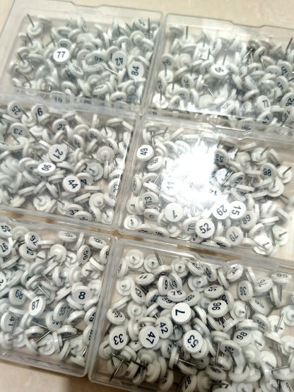 Numbered Round Push Pins for Bulletin Boards