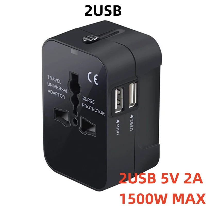 Universal Foldable Travel Adapter with USB-C & USB-A