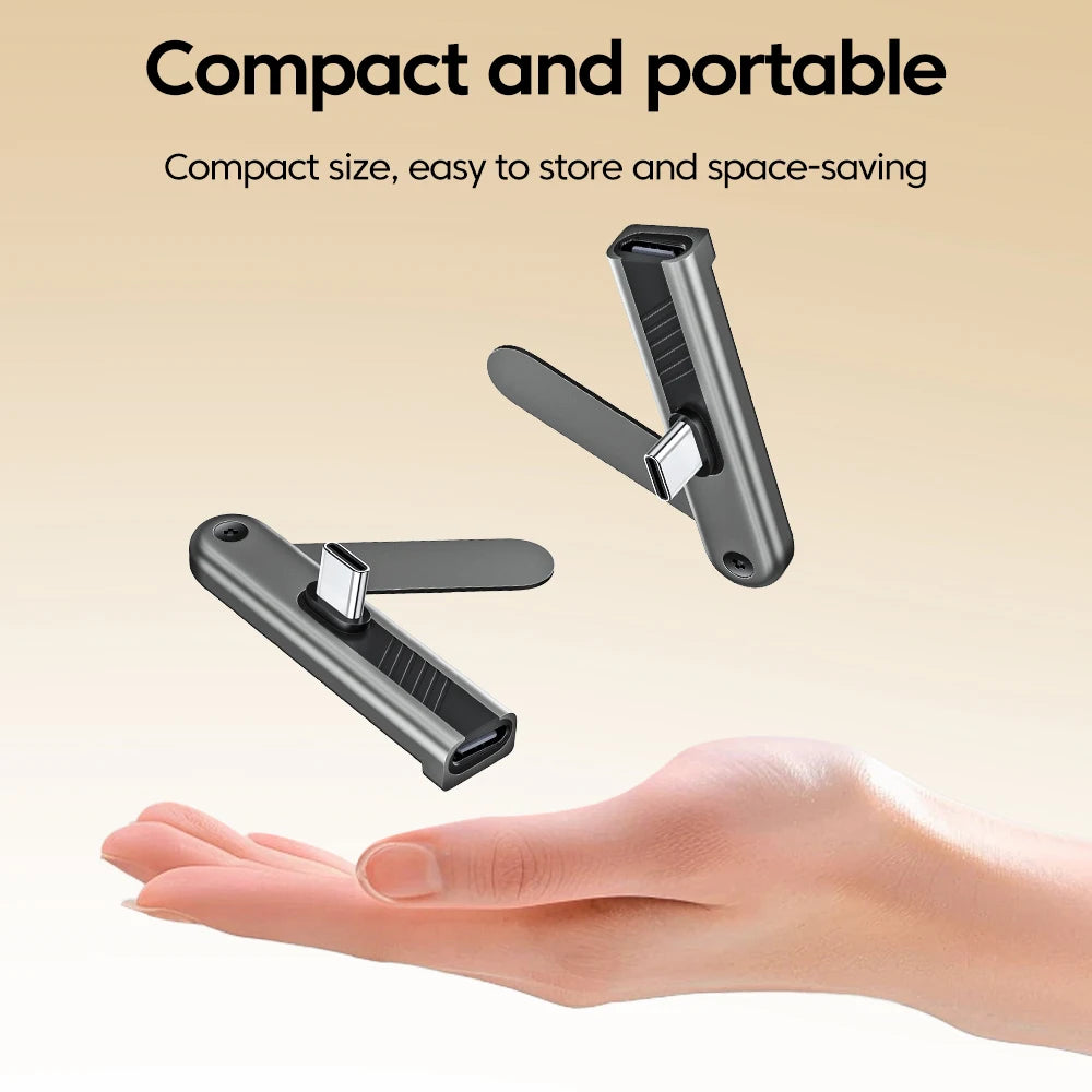 240W USB-C to USB-C Adapter with 360° Rotating Phone Stand