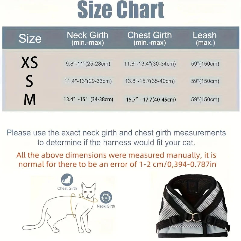 Vest-Style Cat & Dog Harness with Leash Set