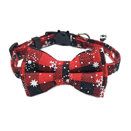 Plaid Cat Collar with Bow Tie & Bell – Adjustable Breakaway Pet Collar