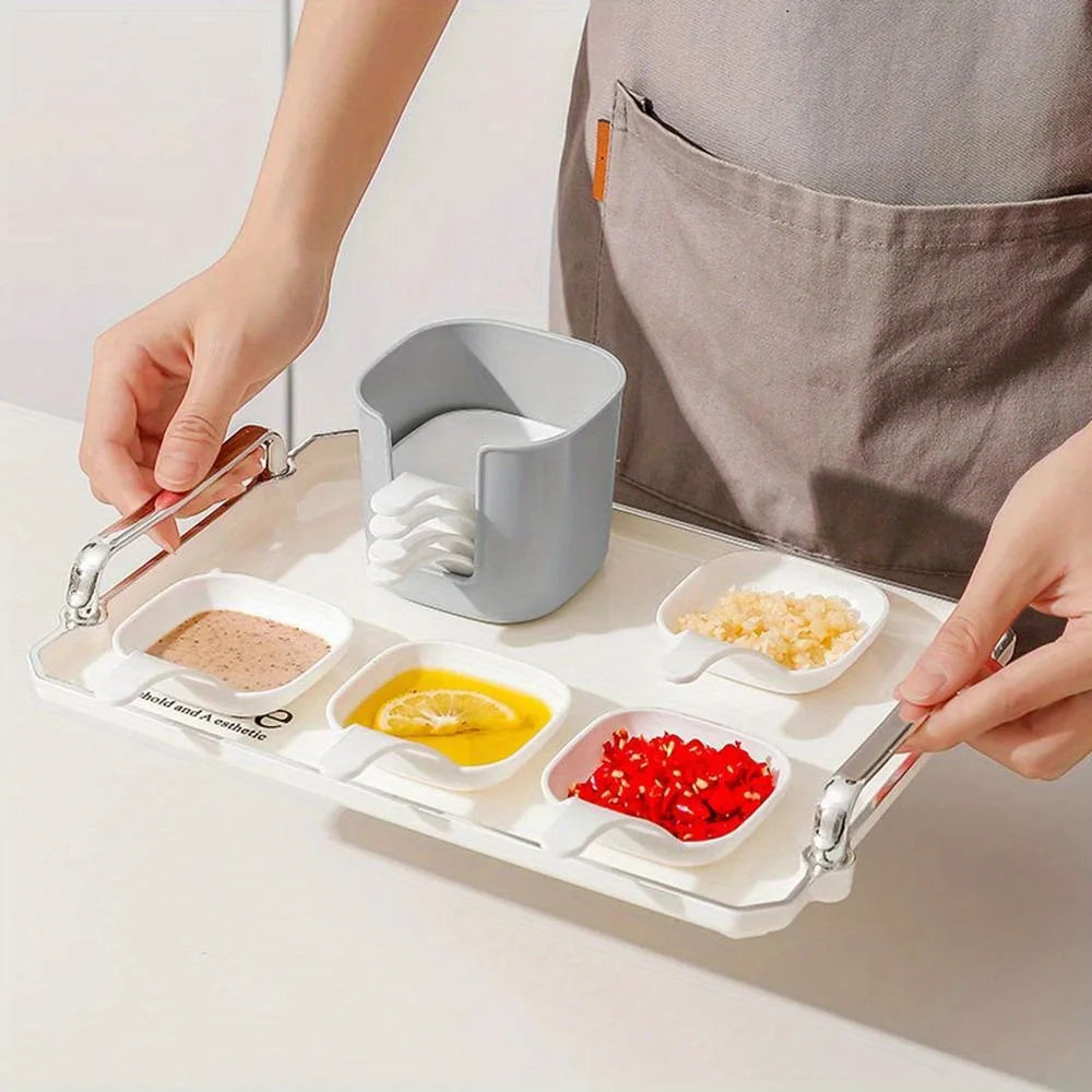 Reusable Plastic Dipping Sauce Bowls with Storage Container for Seasonings & Appetizers