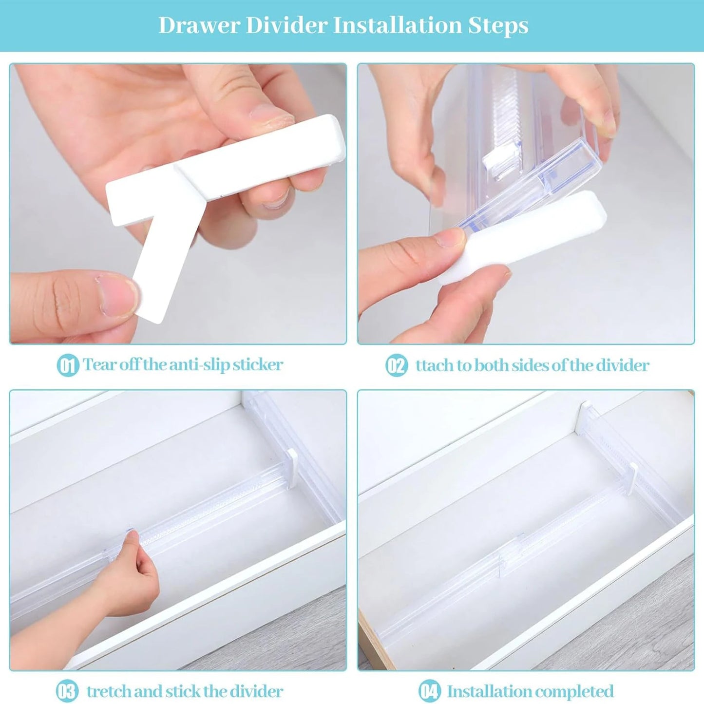 Adjustable Clear Drawer Dividers Organizer