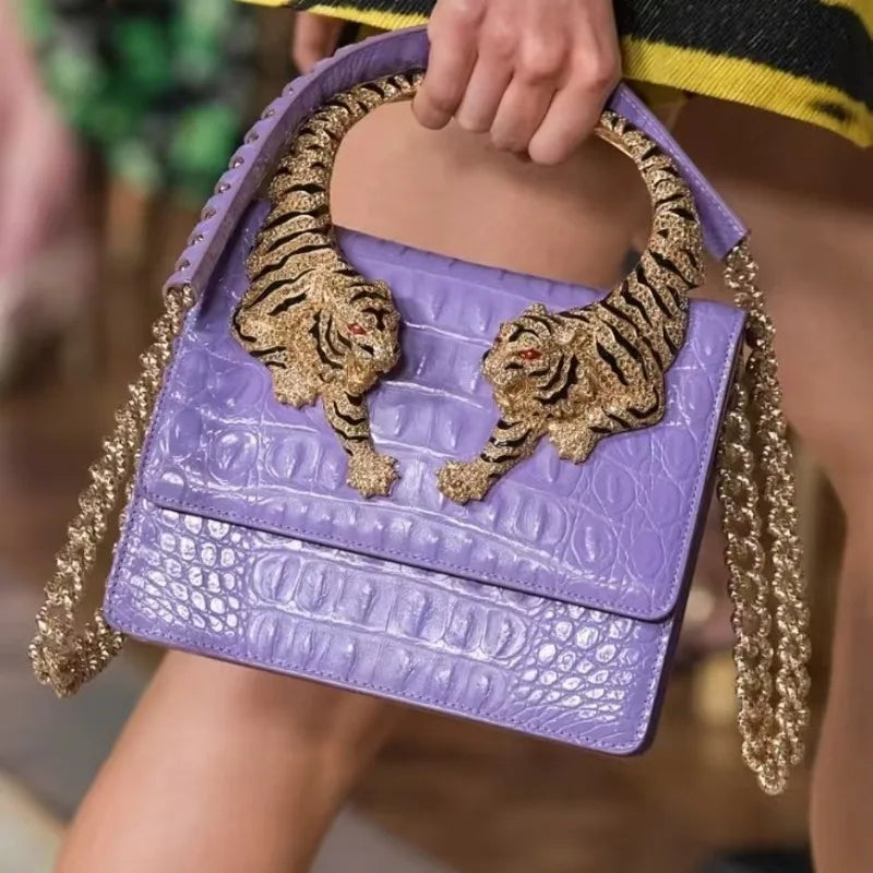 Elegant Croc-Texture Top Handle Handbag