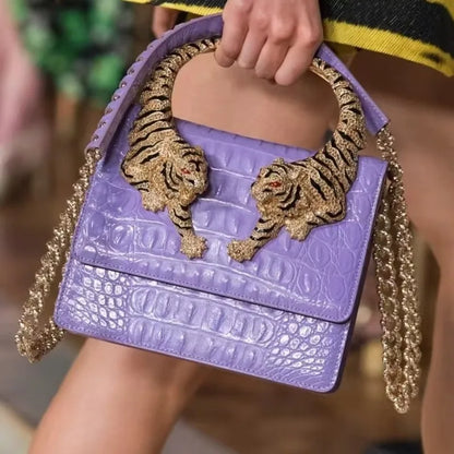 Elegant Croc-Texture Top Handle Handbag